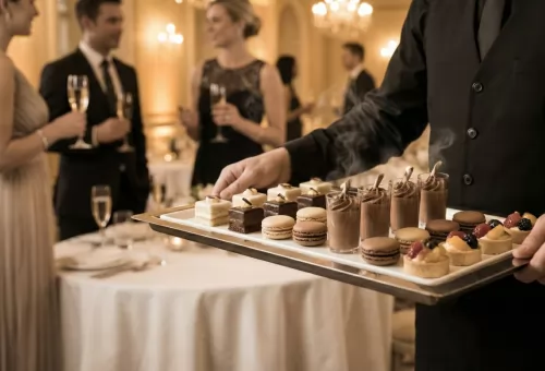 Family table service food brought to the tables